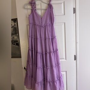 Lilac Sleeveless ruffled Tiered maxi Dress